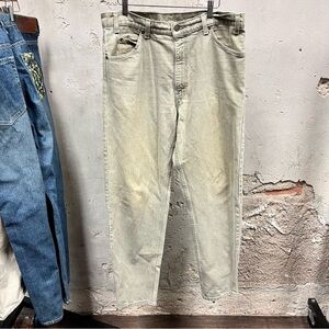 Vintage 90s Levis Relaxed Fit Tapered Leg Gray-Taupe Denim USA Made Distressed
